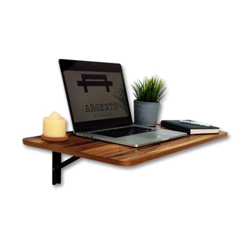 La Mejor Lista de Escritorio de Pared comprados en linea. 42 Argento Muebles | A-85 Escritorio Plegable | Home Office computadora | 80x50 cm | Repisa Abatible Cocina, baño | Esquinas Redonda boleadas | Mesa Auxiliar de Trabajo (Parota)