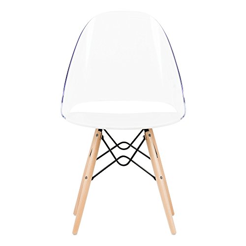 South Shore Annexe Mid-Century Modern Eiffel Office Chair, Wooden Legs, Clear And White 19.5D X 16.25W X 32.5H In #TOP5
