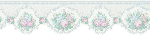 Frise murale papier peint rose Brewster 418b023 | Bordure adhésive 12,7 cm - 2