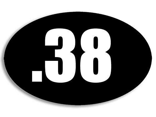 3x5 inch Black Oval .38 Caliber Sticker (Gun Caliber Shoot Handgun Special) Vinyl Decal Sticker Car Waterproof Car Decal Bumper Sticker