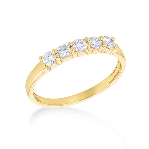 Bague femme argent sterling plaqué or Tuscany Silver avec 5 pierres de synthèse 0.50 ct