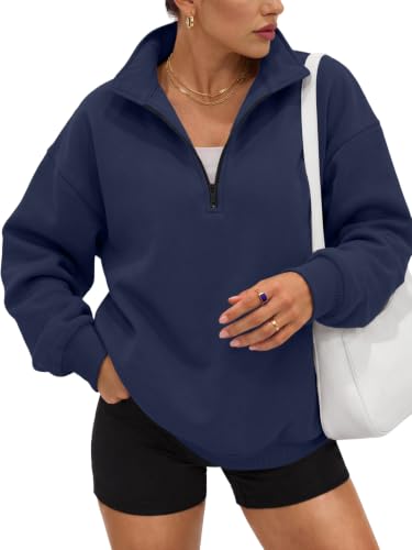 Image of Trendy Queen Women's Oversized Sweatshirts Half Quarter Zip Fleece Sweaters