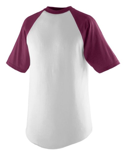 Augusta Sportswear Youth Baseball Short Sleeve Tee 2.0, White/Maroon, L