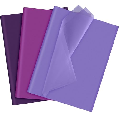 Image of NEBURORA Assorted Purple Tissue Paper Set 60 Sheets Gift Wrap Paper Violet Purple Crafts 3 Colors for Halloween DIY Arts and Crafts Wedding Birthday Holiday Gift Packaging and Party Decoration