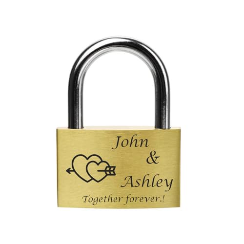 FANSTIK Custom Engraved Padlock (Made in USA) Anniversary, Love Lock for Bridge, Wedding, Personalized Engraved Padlock for You Love L(40mm,1.57In) x H(25mm,0.98In) (Love Heart)