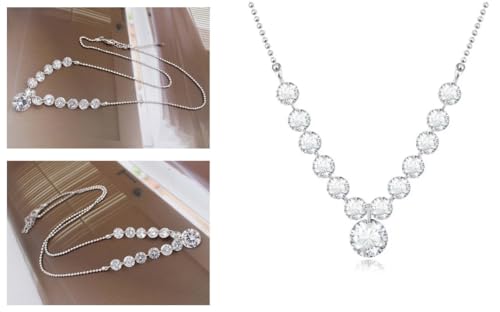 Crystalline Azuria Bruiloft Set Witte Zirkonia Kristallen Strand Ketting Bengelen Oorbellen Armband 18 kt Witgoud Verguld - Afbeelding 3