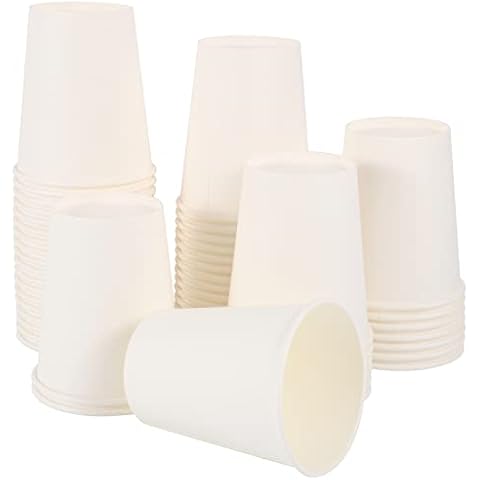 Yoosso 50 Stück Pappbecher Weiß, 250ml Einwegbecher Glühweinbecher Pappe Trinkbecher Papier Partybecher Papierbecher Kaffeebecher Hochzeit Tischdeko für DIY Kaffee Tee Heißen Kalten Getränken Cover