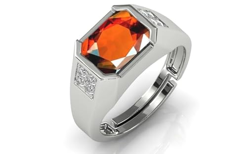 Bague onyx naturel 8.50 carats avec hessonite et plaqué argent fait main