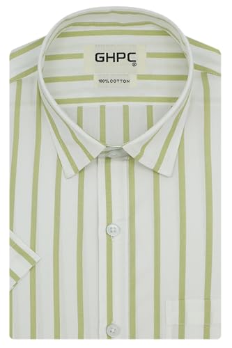 Image of GHPC 100% Cotton Striped Half Sleeves Regular Fit Formal Shirt for Men