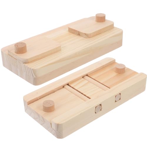 TOKIDNY 2pcs Wooden Hamster Treats Box Small Animal Foraging with Detachable Design Natural Sturdy Feeding Tray for Rabbits Guinea Pigs and Small Pets
