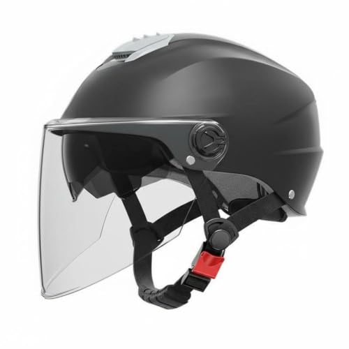 Image of Double Visor Helmet Sun Protection Electric Bike Helmet Breathable Guarding Headwear for Motorcyclists Riders, City Driving, Outdoor, Traveling Black Hd Lens