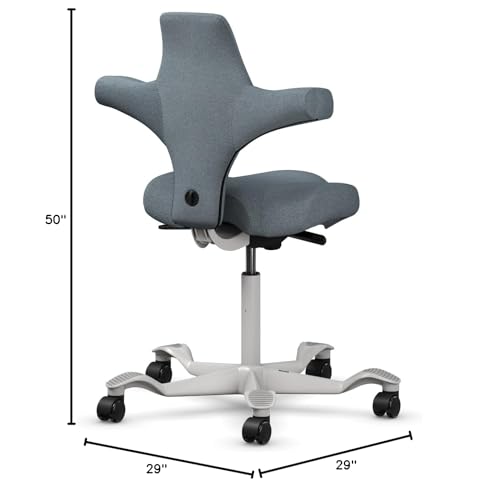 Image of HAG Capisco Sit to Stand Chair-Silver Frame-Upholstered Dark Gray