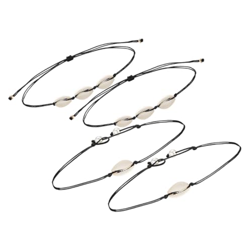 Colliers en coquillage et perles pour femme (lot de 4 bijoux d'été réglables)