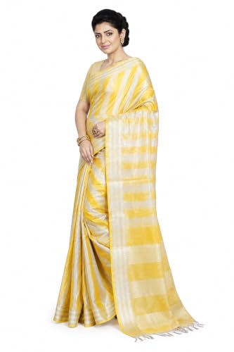 Image of HAIDER ALI AND SONS Pure Tissue Linen Saree for Women with Blouse Piece | Bhagalpuri Handloom Linen Saree | Soft Breathable Lightweight Ethnic Saree for Party, Festival, Office Wear |