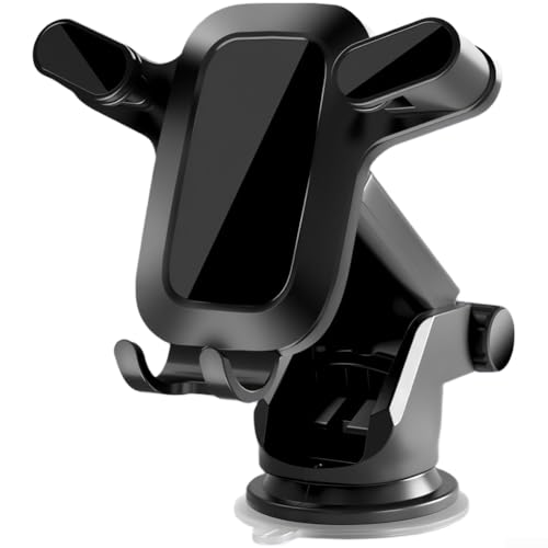 CARMOTTER Support de téléphone de voiture à ventouse pour tableau de bord avec rotation à 360 degrés et verrouillage activé par gravité pour smartphones de 4,7 à 7,1 pouces Noir