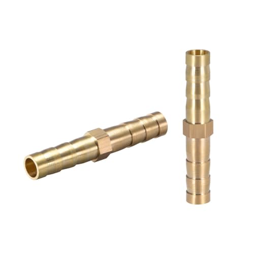 TA-VIGOR 2Pcs 6mm Brass Barb Hose Fitting Straight Connector Coupler, Straight Barb Hose Fitting Joiner for Air Gas Water Fuel