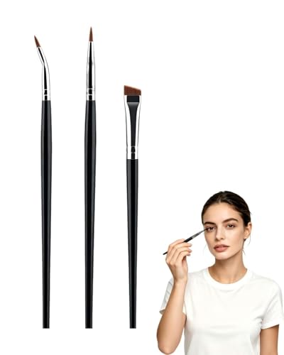 UEAVOID 3 Pinceles Delineador de Ojos Profesional, Set de Brochas para Eyeliner Líquido, Gel y Cejas, con Punta Fina y Angulada para Precisión y Definición Perfecta
