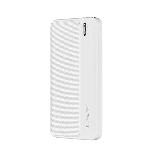 SilverLabel 10,000mAh Power Bank - White Universal Portable Power Bank with USB Output for Emergency Charging of Phones and Other Devices