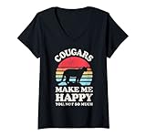 Cougars Make Me Happy You Not So Much Funny Cougar Retro Vintage 60s 70s Design. This cool graphic print is for a cougar lover, cat lover, zookeeper, zoo animal lover, or just a girl who loves cougars