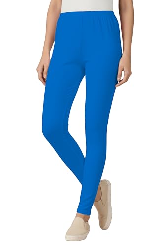 Image of Women's Cotton Lycra Ankle Length Leggings | Regular Rise, Soft 4 Way Stretch Fabric | Casual & Ethnic Wear
