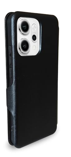 Image of Premium Vegan Leather Phone Cover with Card Slot - Slim, Durable, Privacy Protection, Kickstand Function, Elegant Flip Wallet Cases Compatible for Oppo Reno 14 Pro 5G (Black)