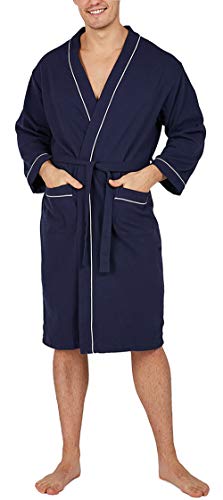 Yimanie Men's Robe Cotton Bathrobe Soft Knee Length Sleepwear #TOP9