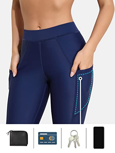 Attraco Swim Pants For Women High Waisted Swim Leggings Spf Swimming Pants Navy M #TOP2