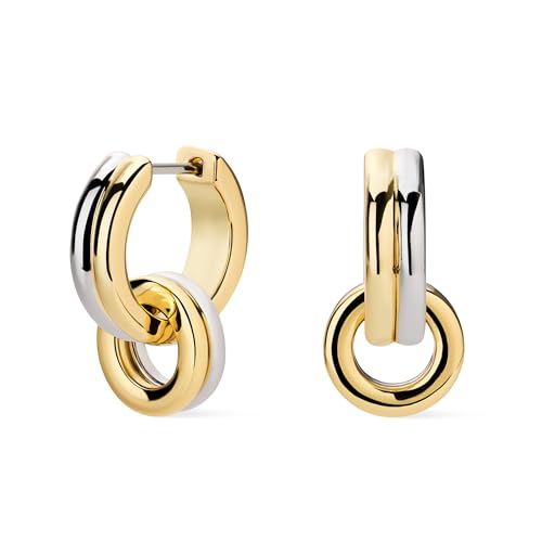 Ana Luisa Asher Small Huggie Hoop Earrings for Women - 14K Gold Plated, Silver Rhodium Plated and Two Tone Styles - Hypoallergenic, Tarnish-Free - Ana Luisa Jewelry - Stylish Gold Hoop Earrings