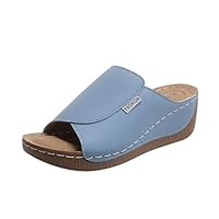 Sandale Orthopedique Claquettes Femme Confortable Women Sandals Plate Mules Chaussure Orthopédique Chaussures Pieds Larges Claquette Sandales Été Compensees Plateforme Orthopédiques Nu,1-Bleu ciel,38
