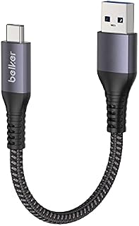 Belker USB C Cable Short 50cm/0.5M 2Pack [10Gbps Data] USB3.1 Gen2 Type C Android Auto Cable QC3.0 3A USB A to C Fast Charger for Samsung Note20 Galaxy S22/S21/S20 Z Flip4 Pixel 7 OnePlus 9 Black