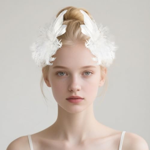 Pinzas para cabello con plumas blancas estilo ballet miniatura 3