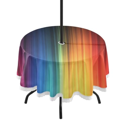 Cgiub Tovaglia rotonda per esterni, 152 x 152 cm, con foro per ombrellone e cerniera, impermeabile, lavabile, decorativa, per patio, feste, barbecue