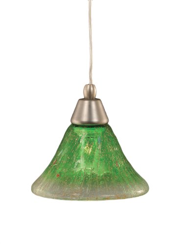 Flash Deals - 80% OFF Toltec Lighting 22-BN-753 Cord Mini-Pendant Light Brushed Nickel Finish with Kiwi Green Crystal Glass, 7-Inch