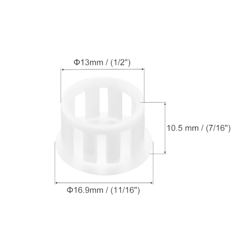 Image of MECCANIXITY 64PCS 13mm(1 /2 inch) White Plastic Hole Plugs, Flush Type Panel Hole Plugs Insert End Caps for Locking Hole Tubes Furniture Cabinet
