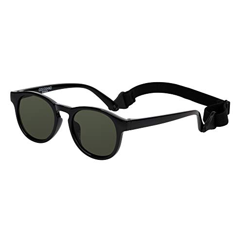 COCOSAND Baby Sunglasses with Strap Classic Retro Round UV400 Protection for Age 0-24months, Black