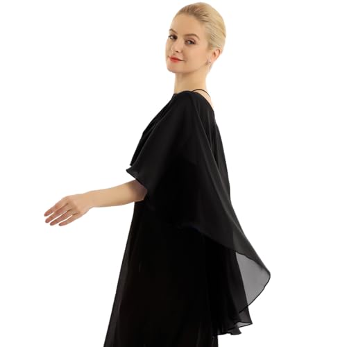 Women's Sheer Cape Wrap Chiffon Bridesmaid Wedding Bridal Shawl Shrug for Evening Party Dress Cover Up4