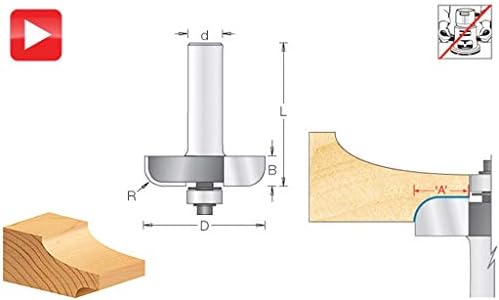 Amana Tool - 54278 Carbide Tipped Raised Panel Back Cutter 1/4 Radius x 1-3/4 Dia x 7/16 x