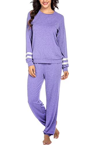 Image of Ekouaer Sweatsuits Womens Loungewear Set Tracksuit Long Sleeve Pajamas Set with Pockets 2 Piece Outfits Lounge Sets