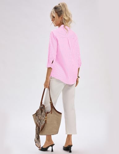 Image of LOMON 3 /4 Length Sleeve Womens Tops Dressy V Neck Collared Shirts Trendy Business Casual Work Blouses Vacation Outfits 2026