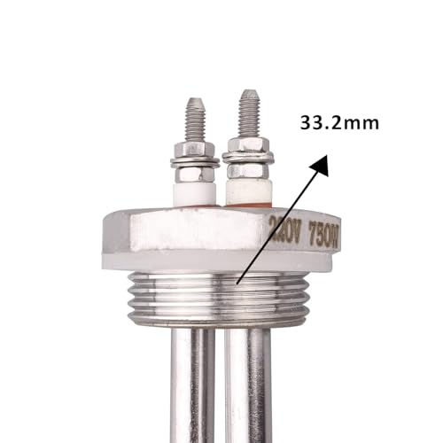 Edelstahlheizung 1 Zoll (DN25) 33.2mm BSP 220V 750W Heizpatrone Edelstahlflansch mit Silikonring