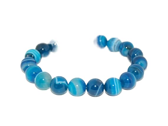 Bracelet agate bleue 10mm pierres naturelles de chance et protection pour homme