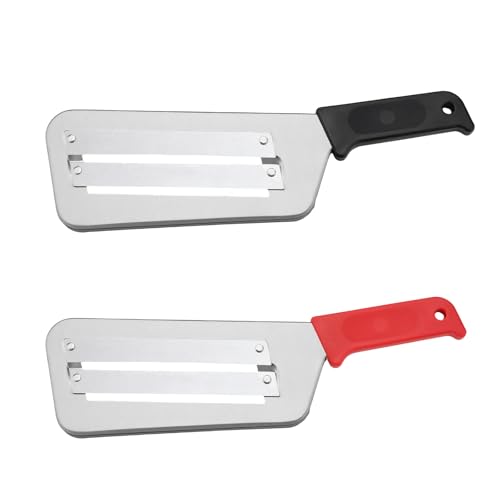 2Pcs Cabbage Shredder, Stainless Steel Shredder Knife, Coleslaw Shredder, Julienne Peeler and Slicer for Salad and Stir-Fry Prep, Efficient Vegetable Shredder (Black & Red)