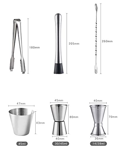 Juego de coctelera ToeWoe 550 ml, 19 piezas acero inoxidable miniatura 7