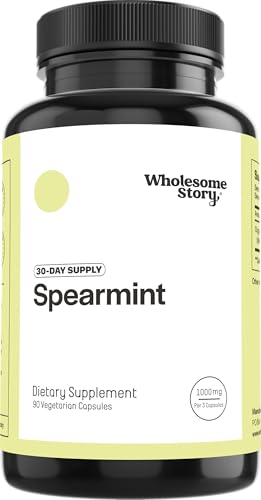 Wholesome Story Organic Spearmint Capsules Supplement | 1000mg Spearmint Leaf | 333.33mg Per Capsule | Supports Hormones Digestion & Gut | Mentha Spicata | 30-Day Supply