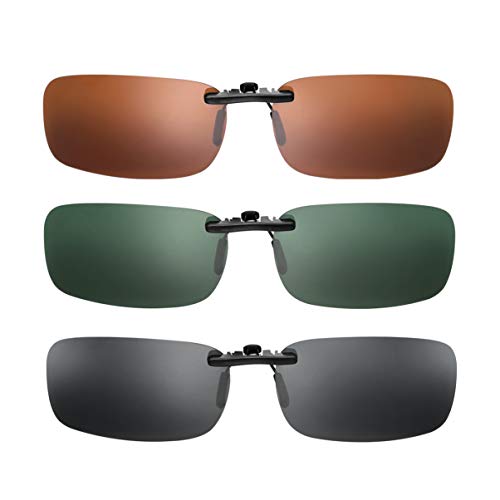 Polarized Clip on Sunglasses 3 Pcs Rimless Driving Glasses Sunglasses Clip for Men Women