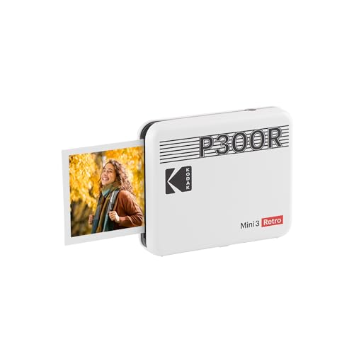 KODAK Mini 3 Retro 4PASS Imprimante Photo Portable (7,6x7,6cm) - Blanc