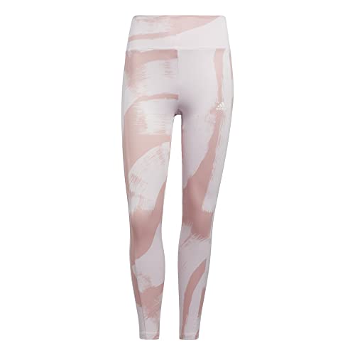 Image of adidas Women's Printed 3-Stripes High Waisted Tights, Almost Pink/White, Small