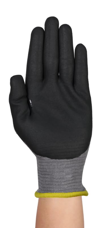 Ansell HyFlex 11-584 Gants Anti-Coupures, Enduction Nitrile Résistante à l'Abrasion, Gants de Travail Professionnels Haute Protection, Homme Femme, Gris, Taille L (12 Paires)