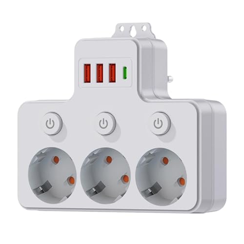 Regleta con protector contra sobretensiones ideal para el dormitorio universitario y el hogar