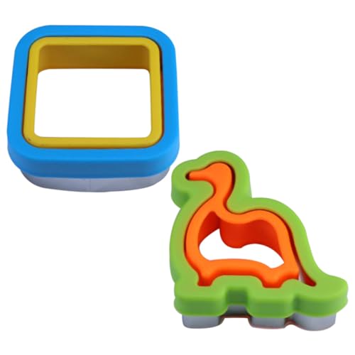 SHOWERORO 2pièces Moules à Sandwich Inoxydable Lot De Découpeurs Non-adhésifs Pour Toast Formes Carrées Et Dinosaure Pour Et Pique-niques Famille